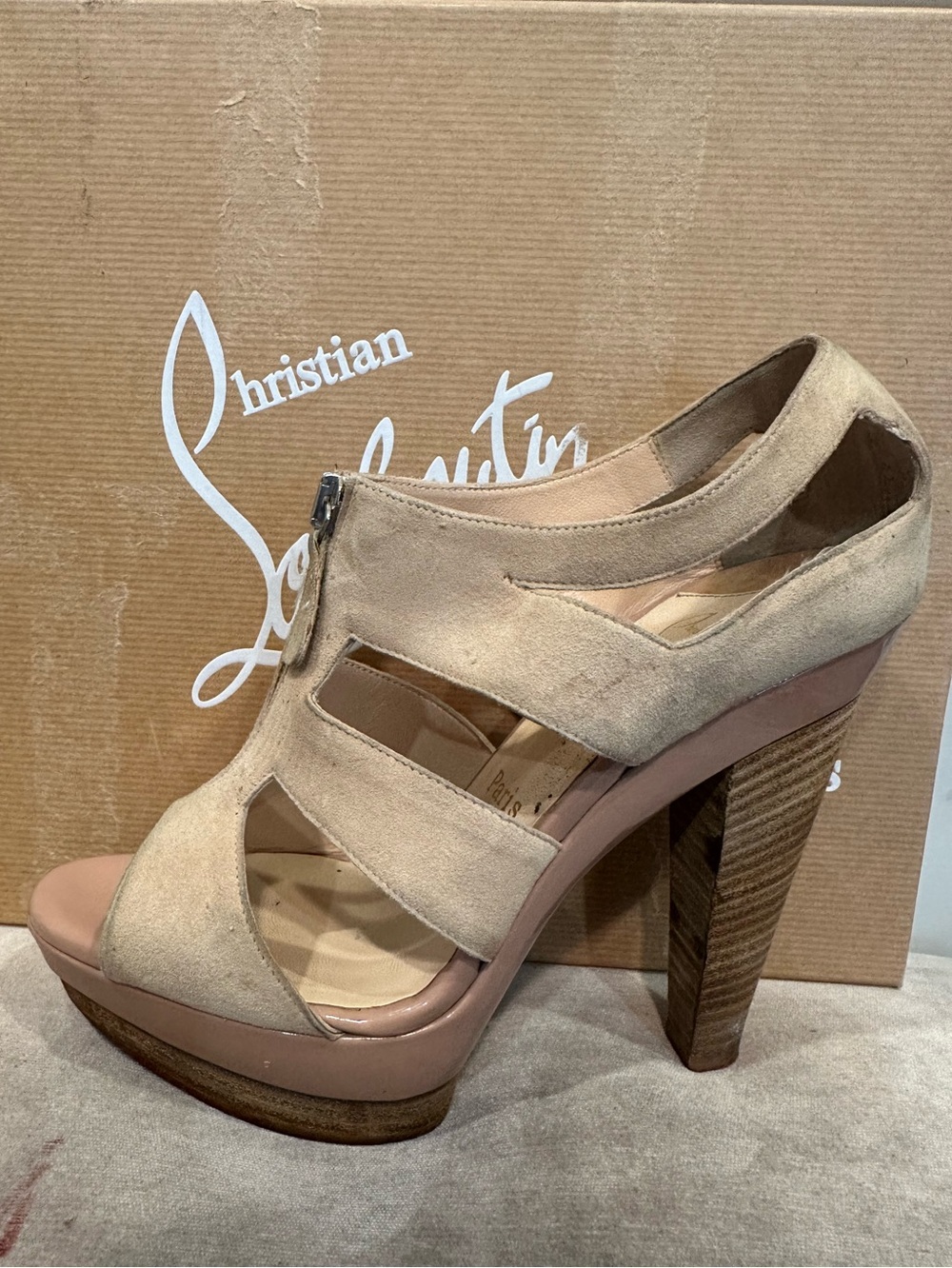 Christian Louboutin Suede Strappy Platform Heels